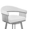 Armen Living Bronson 25" Counter Height Swivel Bar Stool in Silver Finish and White Faux Leather 721535761906 - alternate 2